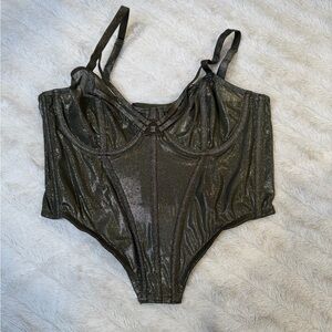 Metallic Glitter Green Corset Top